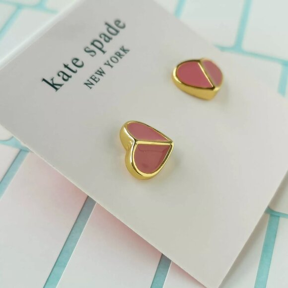 kate spade Pink Heritage Spade Small Heart Studs/NWT - Picture 4 of 11
